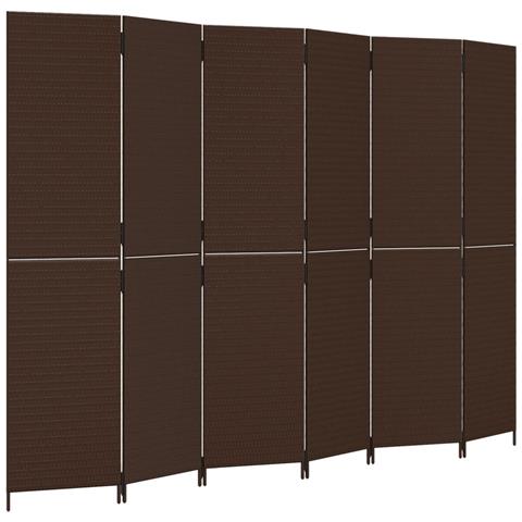 Divisorio per Ambienti a 6 Pannelli Marrone in Polyrattan - Foto 2