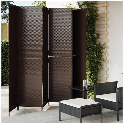 Divisorio per Ambienti a 6 Pannelli Marrone in Polyrattan - Foto 1