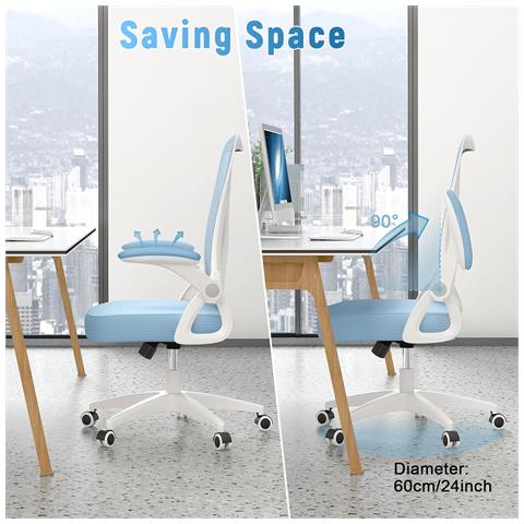 Sedia Ufficio Con Ruote Girevoli - Braccioli Regolabili Altezza Regolabile E Schienale Inclinabile - Blu - Foto 2