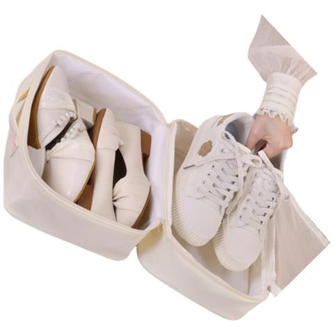 Borsa Per Scarpe Da Viaggio Organizer Portatile Per Valigia Beige - Foto 4
