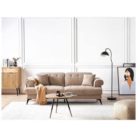 Divano 3 Posti Skive Tessuto Marrone Chiaro - Foto 1