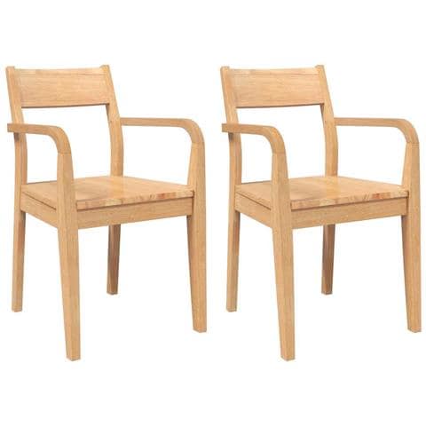 Sedie da Pranzo 2 pz Naturale in Legno Massello di Hevea - Foto 1