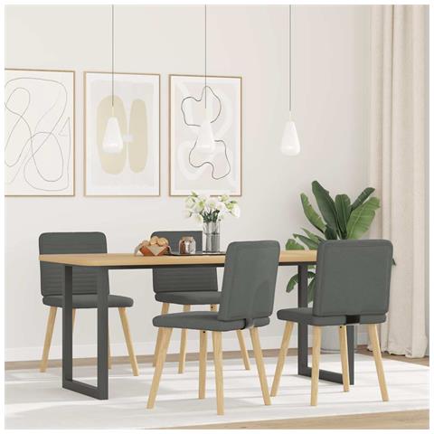 Sedie Da Pranzo 4 Pz Grigio Scuro In Tessuto - Foto 2