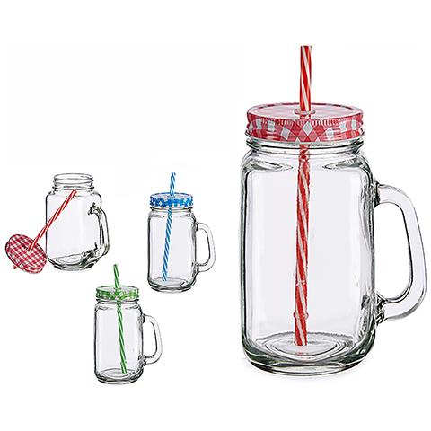 Set 6 Caraffe Con Cannucce 70 Cl. Assortimento Di 3 Colori. 9x16x12 Cm. Colore: Multicolore - Foto 1