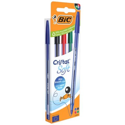 Cristal Soft Nero, Blu, Verde, Rosso Penna a sfera Medio 4 pz - Foto 2