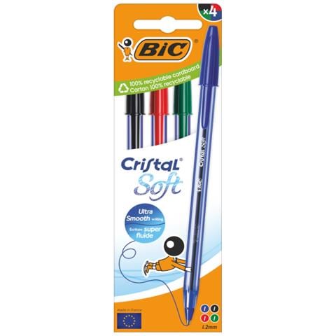 Cristal Soft Nero, Blu, Verde, Rosso Penna a sfera Medio 4 pz - Foto 1