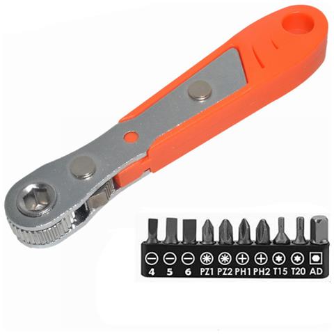 Mini Cacciavite A Cricchetto Da 36 Denti - Arancione Reversibile Con 10 Punte Nere - Foto 1