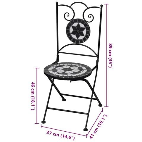 Lusso Casadino -  Sedie Da Bistrot Pieghevoli 2 Pz In Ceramica Nero E Bianco - Foto 7