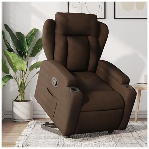 Poltrona Alzapersona Reclinabile Marrone In Tessuto - Foto 8