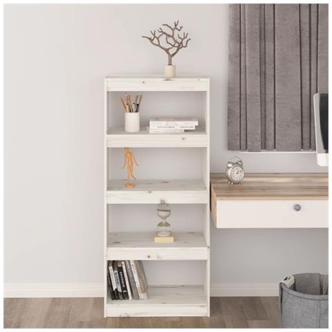 Libreria /divisorio Bianco 60x30x135,5 Cm Legno Massello Di Pino - Foto 2