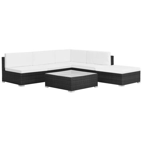 Lusso Casadino -  Set Divani Da Giardino 6 Pz Con Cuscini In Polyrattan Nero - Foto 2