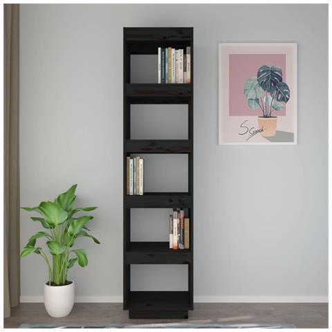 Libreria /divisorio Nero 40x35x167 Cm In Legno Massello Di Pino - Foto 2