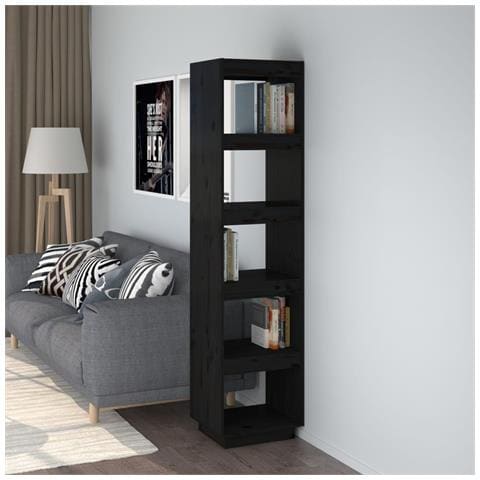 Libreria /divisorio Nero 40x35x167 Cm In Legno Massello Di Pino - Foto 8