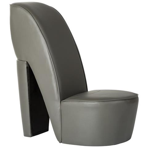 Poltrona A Forma Di Scarpa Con Tacco In Similpelle Grigia - Foto 2