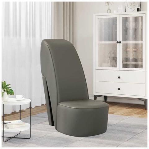 Poltrona A Forma Di Scarpa Con Tacco In Similpelle Grigia - Foto 8