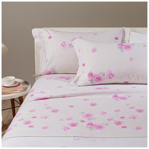 Completo Lenzuola Floralstyle In Flanella Colore Bianco Misura Matrimoniale - Foto 4