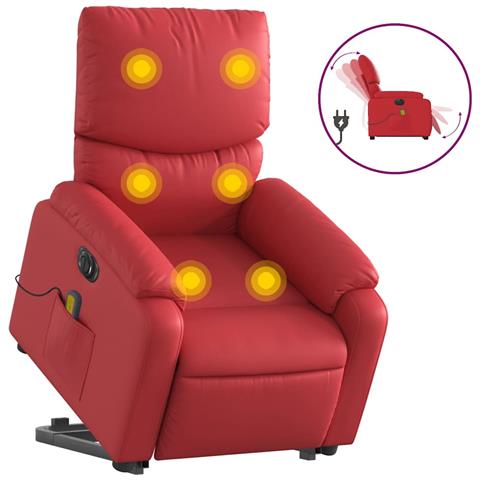 Lusso Casadino -  Poltrona Alzapersona Reclinabile Elettrica Rossa In Similpelle - Foto 1