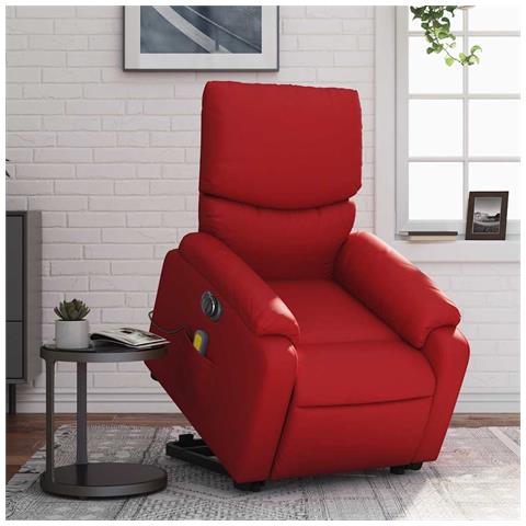 Lusso Casadino -  Poltrona Alzapersona Reclinabile Elettrica Rossa In Similpelle - Foto 8