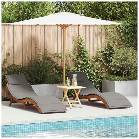 Lettini prendisole con cuscini 2 pezzi Grigio scuro Legno di acacia massello - Foto 2