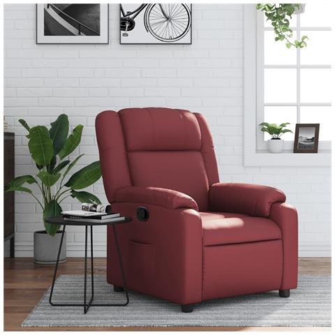 Poltrona Reclinabile Rosso Vino in Similpelle - Foto 2