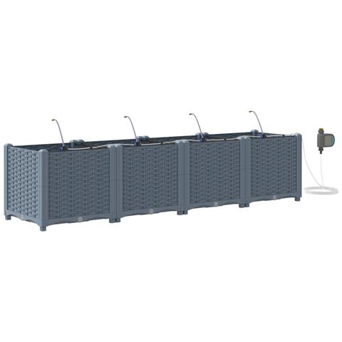 Vasi da Giardino con Sistema di Irrigazione 4 pz Grigio Chiaro - Foto 1