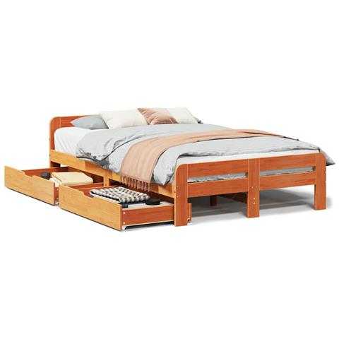 Letto senza Materasso Marrone Cera 120x200 cm in Legno di Pino - Foto 1