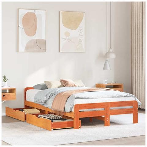 Letto senza Materasso Marrone Cera 120x200 cm in Legno di Pino - Foto 2