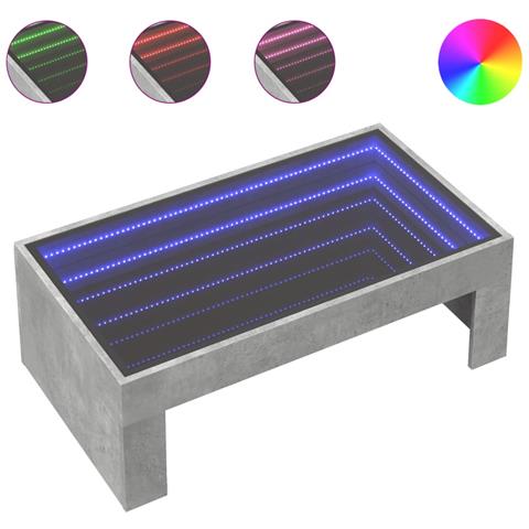 Tavolino da Salotto con LED Infinity Grigio Cemento 90x50x30 cm - Foto 1