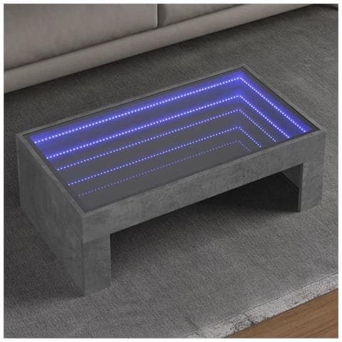 Tavolino da Salotto con LED Infinity Grigio Cemento 90x50x30 cm - Foto 2