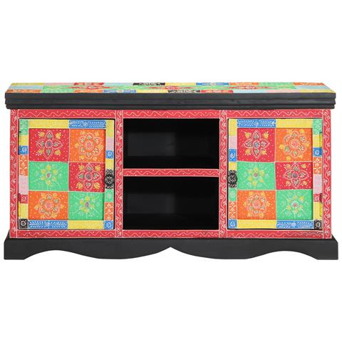 Mobile TV  Multicolore 100x35x50 cm in Legno Massello di Mango - Foto 2