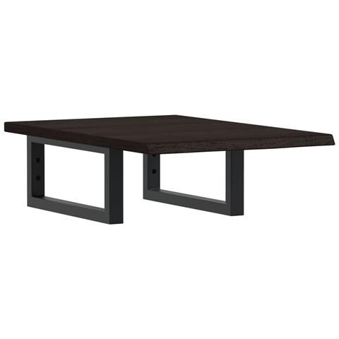 Ripiano a Parete per Lavabo in Acciaio e Massello di Rovere - Foto 1