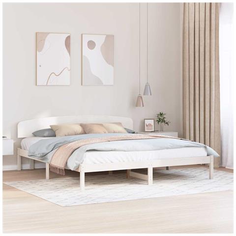 Struttura del letto Bianco 180 x 200 cm Legno massello di pino - Foto 2