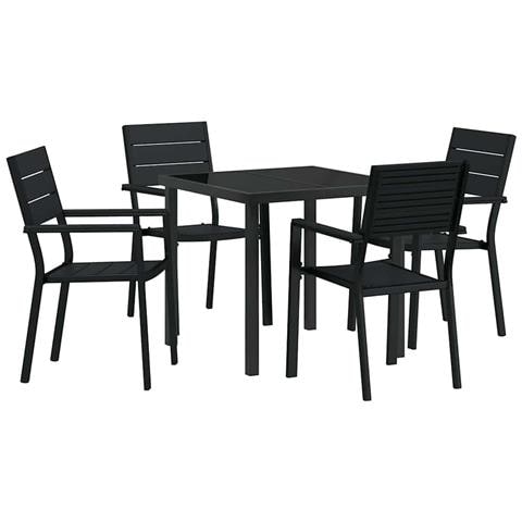 Set da Pranzo per Giardino 5 pcs Nero HDPE - Foto 1
