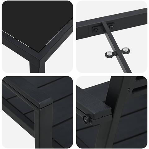 Set da Pranzo per Giardino 5 pcs Nero HDPE - Foto 9