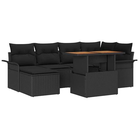 Set Divano da Giardino con archiviazione 7 pcs Nero Poly Rattan - Foto 1