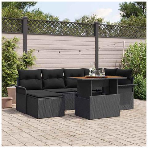 Set Divano da Giardino con archiviazione 7 pcs Nero Poly Rattan - Foto 2