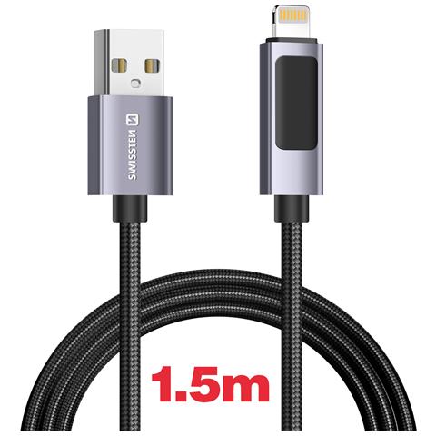Cavo 2.4a Ricarica E Sincronizzazione Usb A Lightning 12w 1,5 M Con Display Led, Nero - Foto 5
