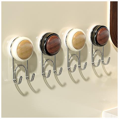 2 Pezzi Porta Asciugamani Da Bagno A Muro Senza Trapano, Ganci Adesivi Resistenti Black - Foto 4
