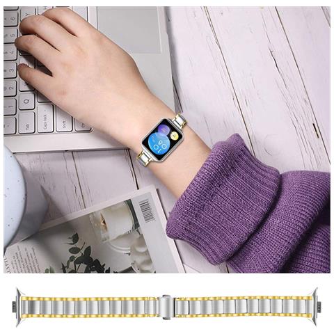 Cinturino In Acciaio Inossidabile Compatibile Con Xiaomi Band 8 Pro / 9 Pro, Redmi Watch 4/5 - Design A Tre Perle Finte Silver+gold - Foto 5