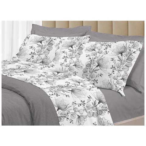 Completo Lenzuola Matrimoniale 100% Raso Cotone Floreale Dis. Angelica - Foto 1