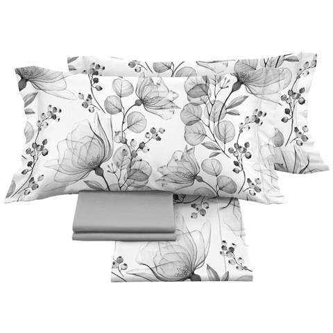 Completo Lenzuola Matrimoniale 100% Raso Cotone Floreale Dis. Angelica - Foto 5