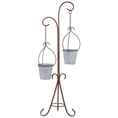 Supporto In Metallo Per 2 Vasi Rame 27,94x24,13x92,71h Cm - Foto 2