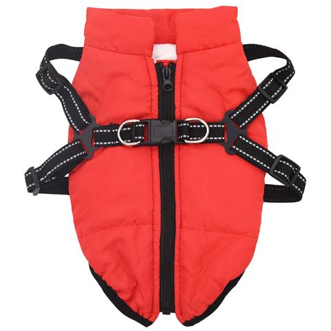 Cappotto per Cani con imbracatura Rosso L40 Pile e Poliestere - Foto 2