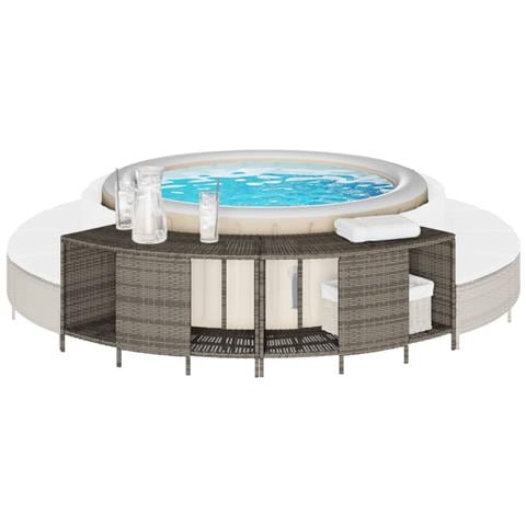 Scaffali Portaoggetti Vasca Idromassaggio 2pz Polyrattan Grigio - Foto 2