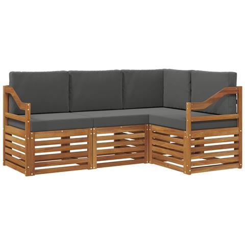 Set divani 4 pcs Naturale e Antracite Legno di Acacia Massello - Foto 1