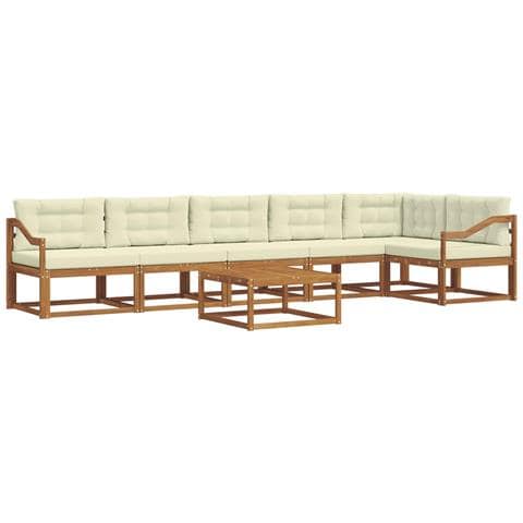 Set di divani da esterno con cuscino 7 pcs Naturale e Crema - Foto 1