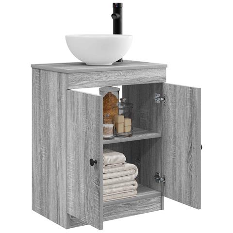 Mobile da bagno con lavabo Sonoma grigio 54 x 35 x 83 cm - Foto 2