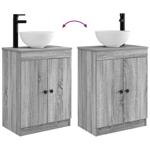 Mobile da bagno con lavabo Sonoma grigio 54 x 35 x 83 cm - Foto 7