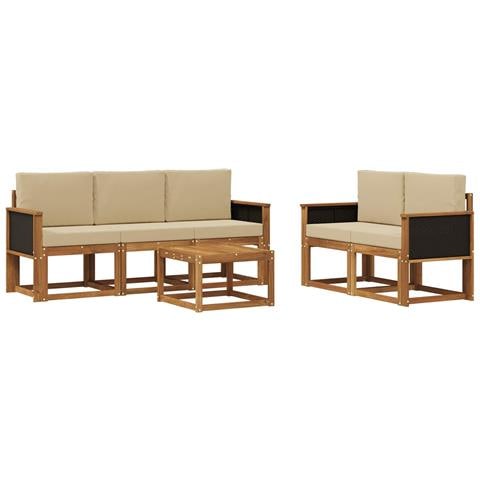 Set di divani da esterno con cuscino 6 pcs Naturale - Foto 1