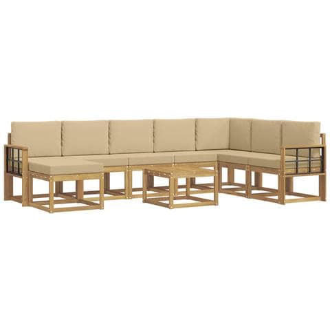 Set di divani da esterno con cuscino 9 pcs Bianco e Beige - Foto 1